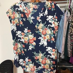 SHEIN 1X short sleeve floral blouse